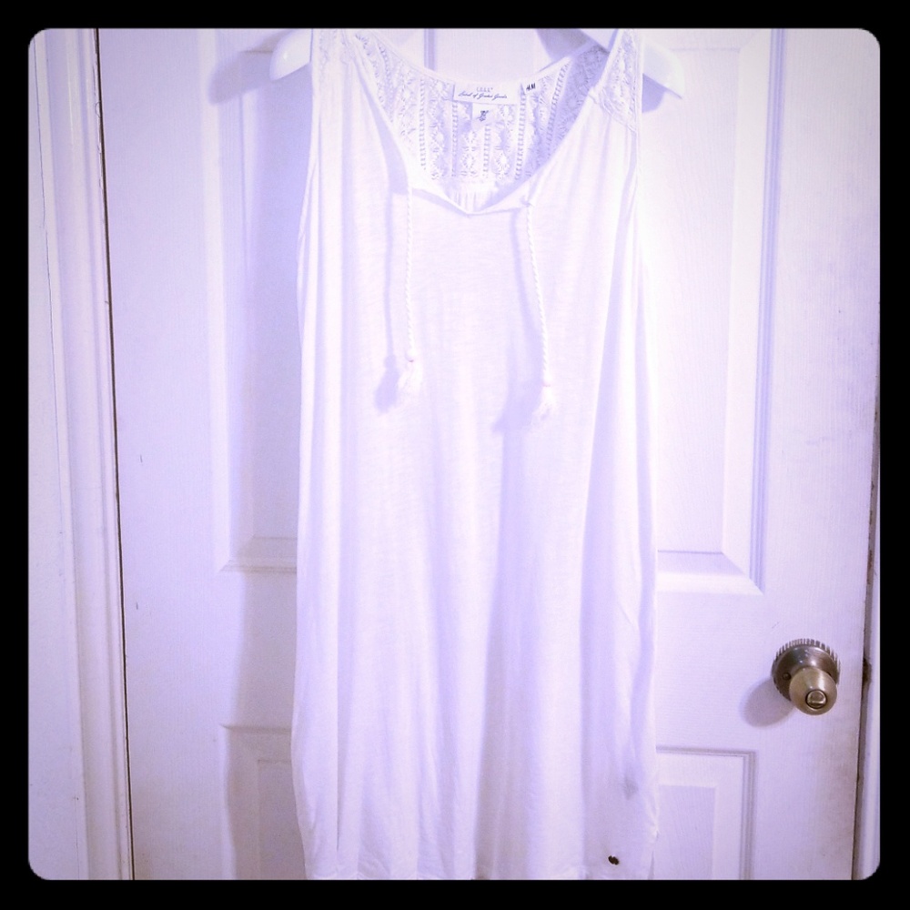 NWOT H&M LOGG Bright White Lace Tank Dress